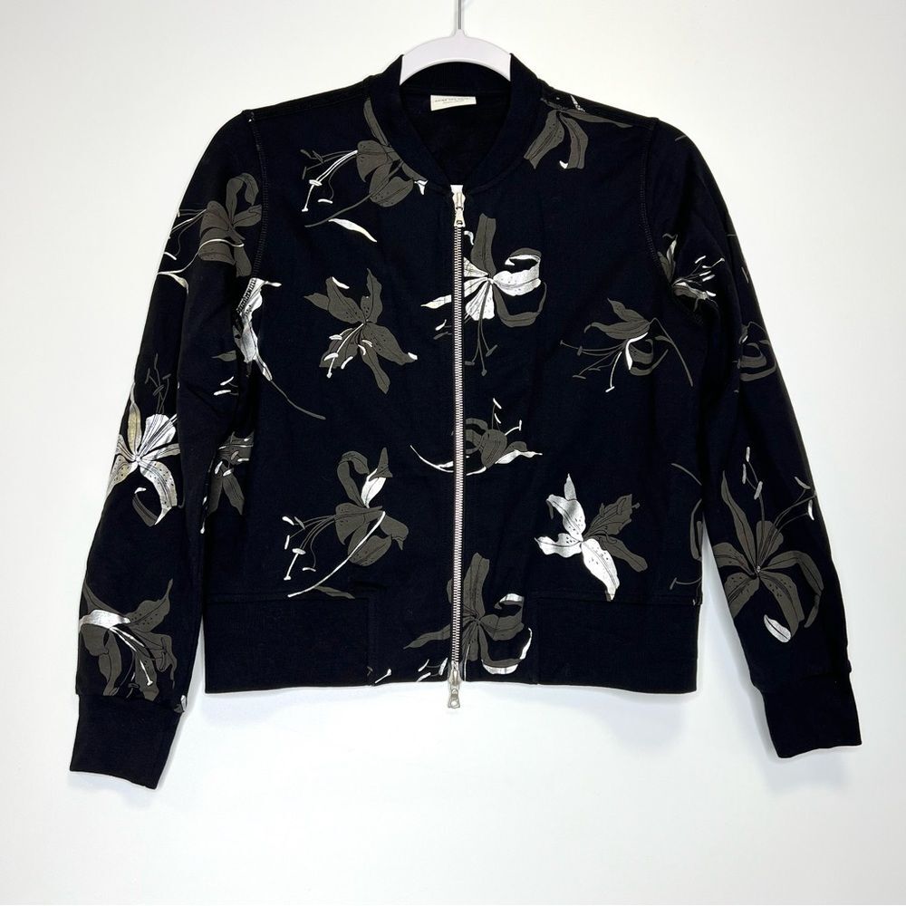 Dries Van Noten Floral Print Bomber Style Cotton Jacket Black XS